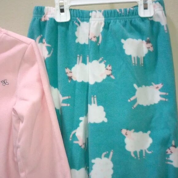 Carter's Pink & Blue Sheep Fleece Pajama Set 5 - Picture 5 of 6